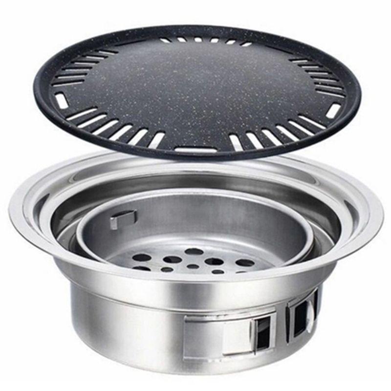 Grill De Barbecue Au Charbon De Bois Antiadhsif, En Acier I... - 2