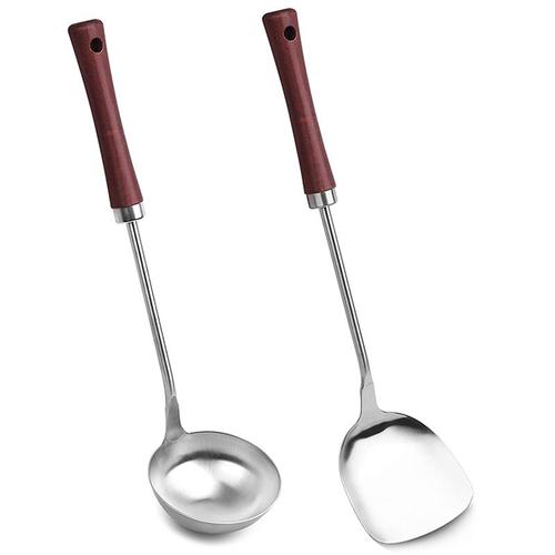 Ensemble D'Outils De Spatule Et Louche De Wok, Spatule De Wok En Acier Inoxydable 304 De 14.5 Pouces 9109-May14A26731