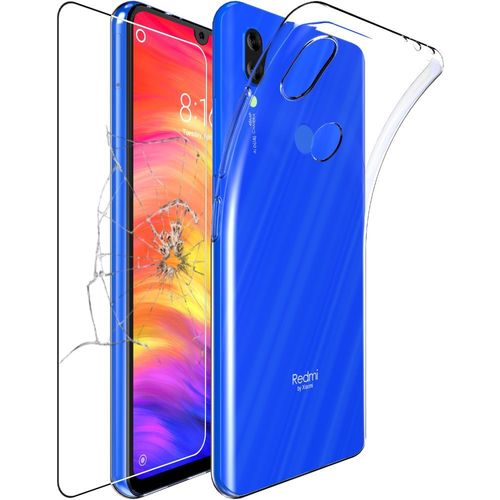Ebeststar - Coque + Film Vitre En Verre Trempé Xiaomi Redmi Note 7, Note 7 Pro Etui Gel Anti-Choc Ultra Fine Invisible, Transparent [Dimensions Smartphone : 159.2 X 75.2 X 8.1mm, Écran 6.3'']