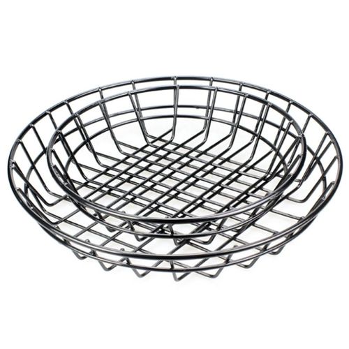 Panier De Service, Couverts En Fer Noir, Vaisselle Ronde, Plateau De Table, Porte Pain, Panier À Frites, 2 Pièces 9109-May14A26751