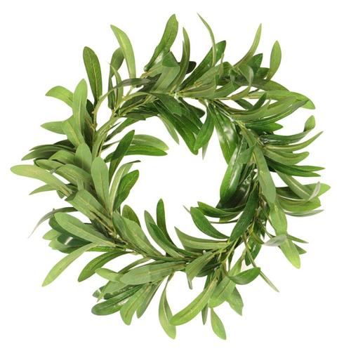 Couronne D'Olive Artificielle, Fausse Couronne De Feuilles Vertes Pour Porte D'Entrée, Fenêtre Murale Suspendue, Décor De Fête De Mariage, Toutes Sais 9109-May14A26776