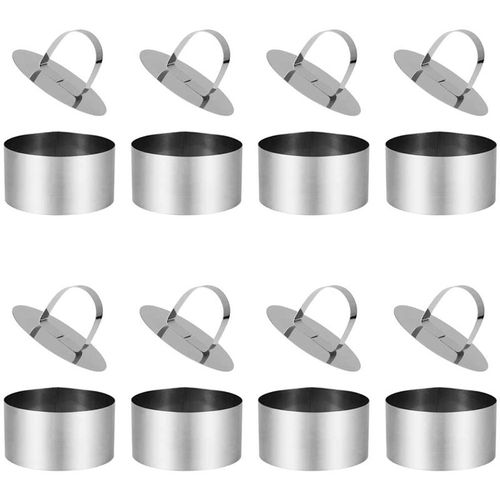 Anneaux À Mousse 8 Pièces, Petits Moules Alimentaires Pour Pâtisserie, Mousse Et Crêpes, Anneaux Ronds, Ensemble D'Anneaux À Dessert 9109-May14A27370