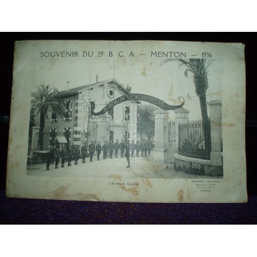 Souvenir Du 25e B.C.A. De Menton 1936.