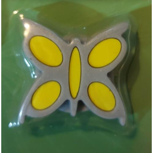 Lot 2 magnets - Papillon jaune et gris - Pour frigo, tableau ou toute surface métallique