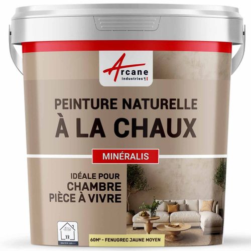 Peinture chaux naturelle : décoration intérieure sans émanation NUANCES MINERALES CHAUX Fenugrec Jaune Moyen 60 m² (2x5 kg en 1 couche)