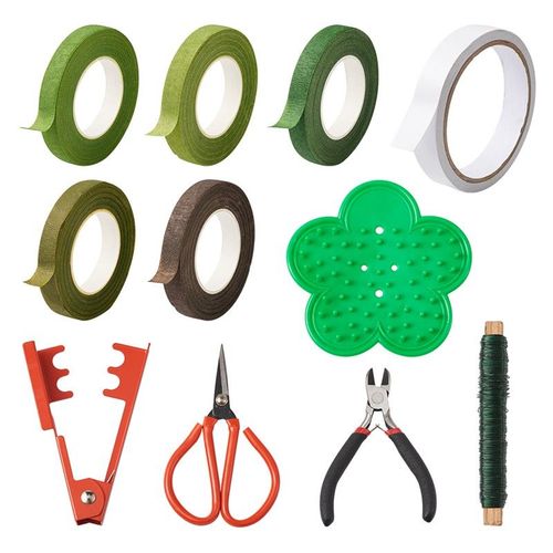 Kit De Bricolage De Fleurs En Plastique Rose Épine Feuille Dissolvant Et Dénudeur Papier Crêpe Fil De Fer Ruban Adhésif Pince Diagonale Et Ciseaux 1 E 9109-May14A32880