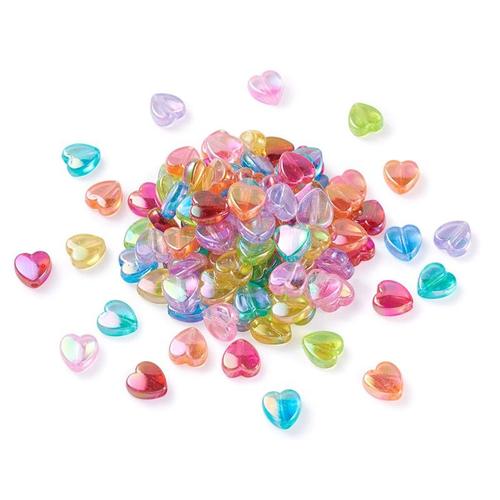 Perle Acrylique Transparente En Forme De C?ur, 500g, 8x8x3mm, Ample, Entretoise, Teinte Ab, Couleur Mixte, Pour La Fabrication De Bijoux, Bracelet, Co 9109-May14a32566