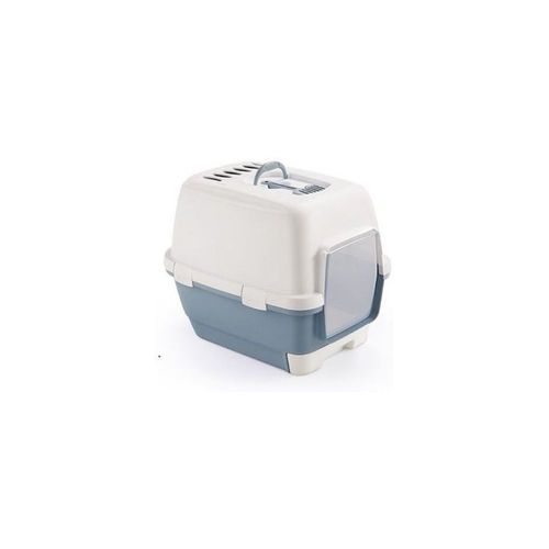 Bac À Litière Fermé Pour Chat Blanc Et Bleu