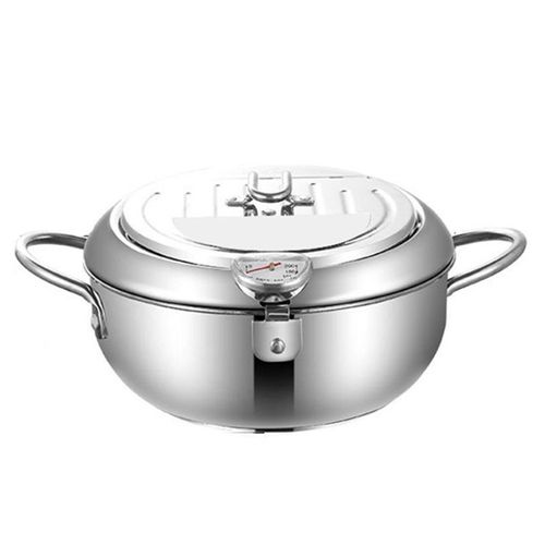 Poêle À Friture Japonaise En Acier Inoxydable 201, 24 Cm, Avec Thermomètre Et Couvercle, Pour La Cuisine 9109-May14a33151