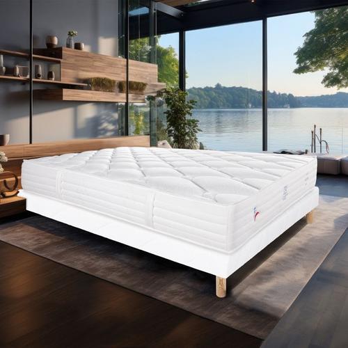 Ensemble Matelas Patriote Mousse, 27 Cm Mémoire De Forme , Ferme Réversible+Sommier Blanc Ep 13cm