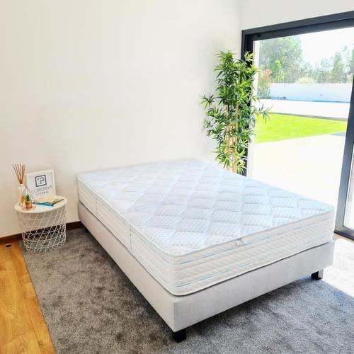 Ensemble Matelas Thermotec, 24 Cm Mémoire De Forme Ferme Réversible+Sommier Gris Ep20cm