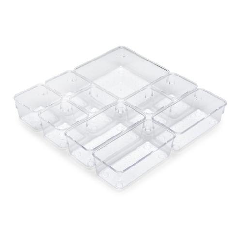 Emuca Kit de 10 seaux organisateurs Cube pour tiroirs, Plastique, Transparent