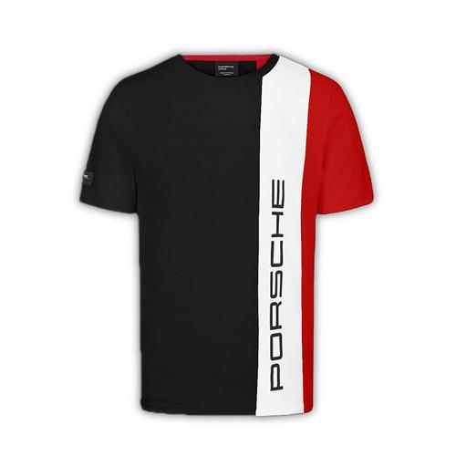 T-Shirt À Rayures Porsche Motorsport Noir Blanc Rouge Homme