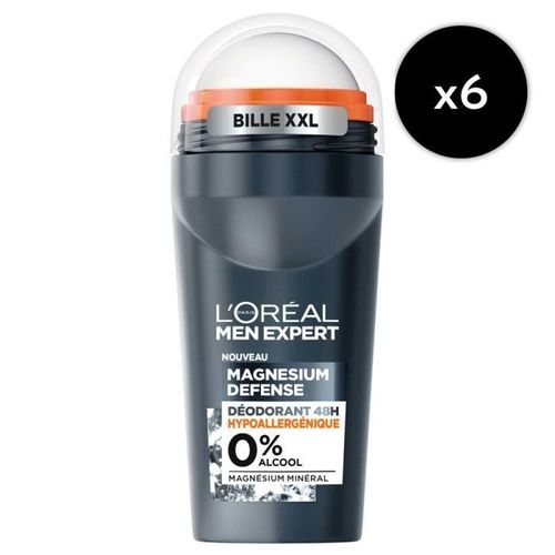 [Lot De 6] Déodorant Bille 48h Hypoallergénique 0% Men Expert Magnesium Defense 50ml 