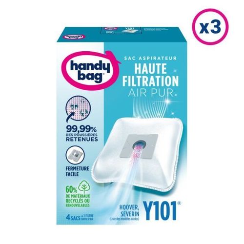 Lot de 3x4 Sacs Aspirateurs + 1 Filtre Sortie D'Air À Découper - Y101 - Handy Bag