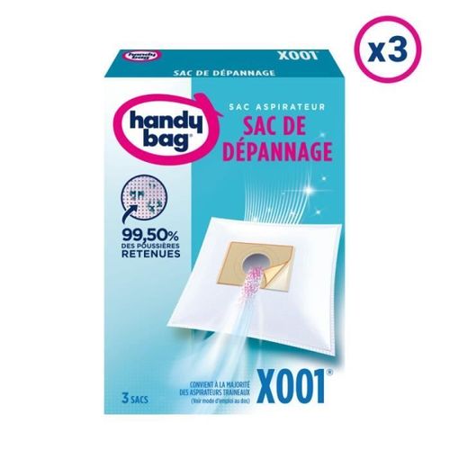 Sacs Aspirateurs - HANDY BAG - X001 - Retient 99,50% des poussières - Pack de 9