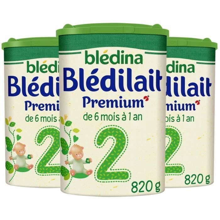 3 Boîtes De Lait En Poudre Premium 2 (3x820g) - Blédilait De 6 À 12 Mois