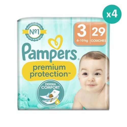 Couches Premium Protection Taille 3 - Pampers - Pack De 29 - Mixte - Blanc - Petit Format