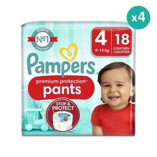 Couches-Culottes Premium Protection - Pampers - Taille 4 - 18 Couches - Mixte