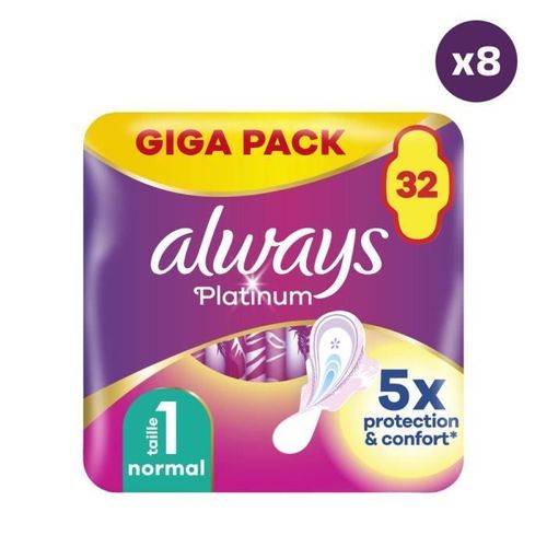 Serviettes Hygiéniques Always Platinum Normal Plus - Always - Taille 1 - 32 Serviettes - Flux Léger 