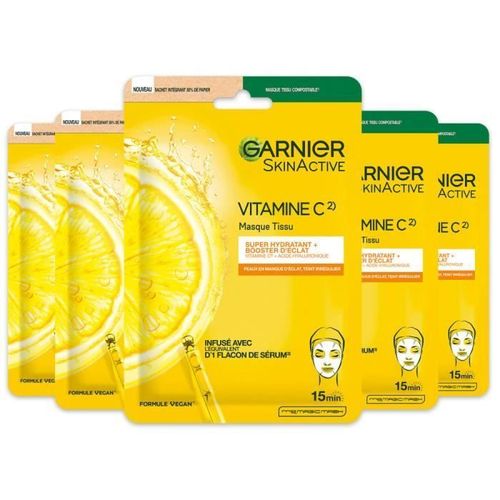 Garnier Coffret 5 Masques Tissu Vitamine C Booster D'éclat 