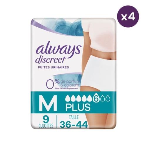 4x9 Culottes Pour Fuites Urinaires Always Discreet 0% - Taille M 