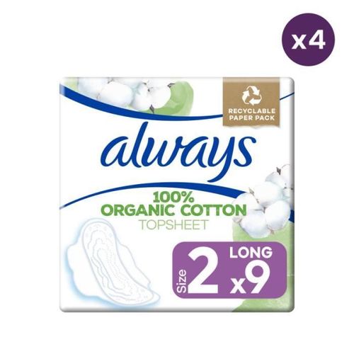 4x9 Serviettes Hygiéniques Always Cotton Protection Long 