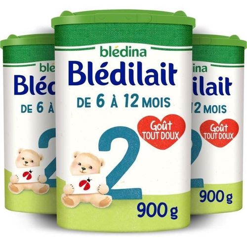 Blédina Blédilait 2ème Âge - Lait De Suite En Poudre, Dès Les 6 Mois Et Jusqu'aux 12 Mois De Bébé - Pack De 3 Boîtes De 900 G