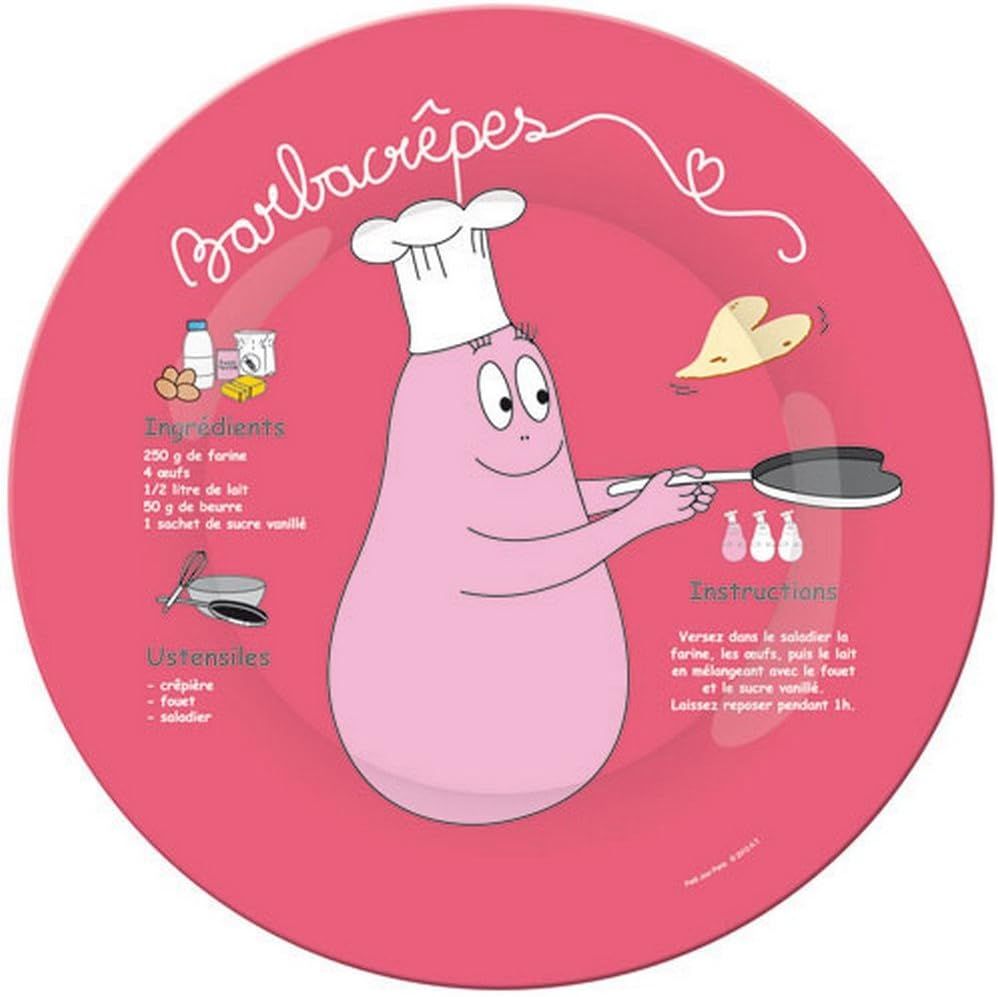 Rose - Ba933e - Grande Assiette Barbapapa - Avec Une Recette