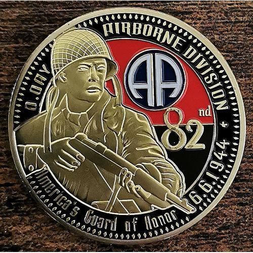 Médaille 82e Airborne Division D-Day Débarquement 6 Juin 1944 Normandie Ø41mm