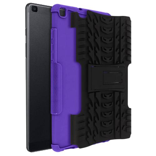 Coque Galaxy Tab A 8.0 2019 Rigide Silicone Béquille Support Noir Et Violet