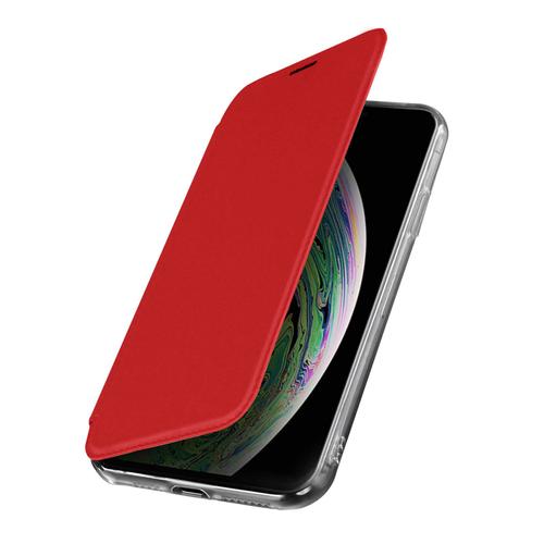 Étui Iphone Xs Max Folio Rigide Clapet Avec Miroir Intégré Fin Et Léger Rouge