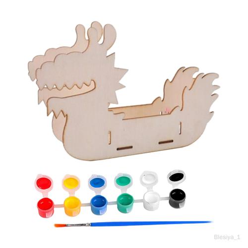 Modèle Artisanal De Bateau Dragon En Bois, Jouets En Bois De Bricolage, Cadeaux De Peinture De Gribouillage, Jouet De Coloriage De Maternelle Pour Bateau-Dragon B