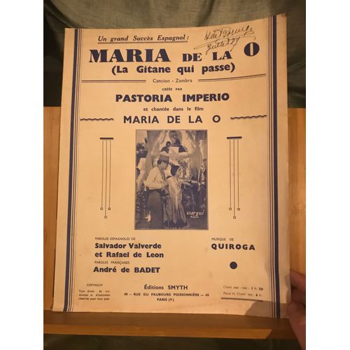 Quiroga A. De Badet Maria De La O Chanson Film Partition Chant Piano Éd. Smyth