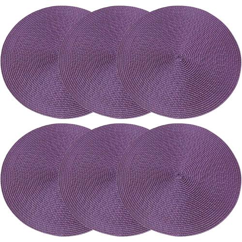 Spaghetti Noir Napperons En Lin Et Coton, Tapis D'isolation Thermique, Napperons Ménagers, Tasses À Thé Résistantes À La Chaleur, Assiettes Et Bols Ronds Sous Assiette De Table Rond (Purple, One Size)