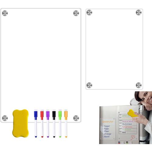 Tableau effaçable à Sec pour réfrigérateur - Tableau magnétique du planificateur - Tableau d'affichage pour réfrigérateur avec 6 Couleurs, Ensemble Tableaux en Acrylique