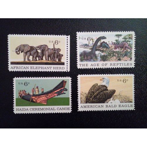 Timbre Etats-Unis Yt 890 A 893 Série; Histoire Naturelle 1970 ( 061112 )