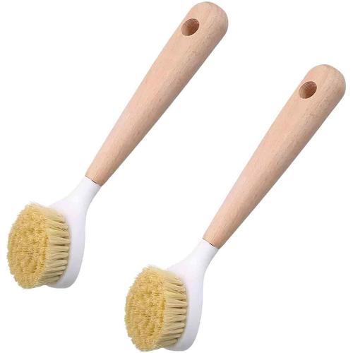 Lot De 2 Brosse à Vaisselle, Brosse pour Vaisselles, Brosses à Vaisselle en Bois, Brosse Polyvalente pour Le Nettoyage De La Cuisine, De La Vaisselle Et De l'Évier