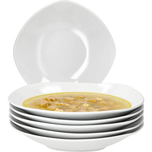 Blanc. Lotta Lot De 6 Assiettes Creuses I 400 Ml I Assiettes Creuses Blanches En Porcelaine Pour 6 Personnes I Bol Pour Salade, Soupe, Céréales, Pates, Etc. I Vaisselle Chic Pour Le Petit Déjeuner,