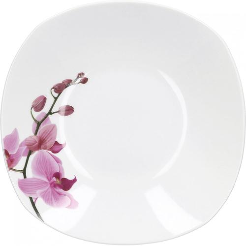 Rose Assiette Creuse Kyoto, 450 Ml, 215 X 215 Mm, Assiette À Salade, Bol De Service, Vaisselle En Porcelaine, Décor Floral Orchidée, Rose Et Rouge, Rose