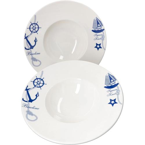 Blanches Navy Lot De 2 Assiettes À Pates Ø 28 Cm Assiettes Blanches Avec Décor Marin Assiettes Creuses Alternative Aux Assiettes Creuses Assiettes À Salade Vaisselle En Porcelaine De Haute