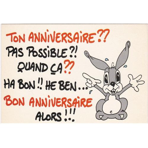 Carte Postale Les Inedits De Samy Et Suzy N 79 Ton Anniversaire Dessin Lapin Gris Rakuten