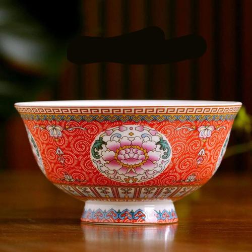 Red Enamel Bowl Jingdezhen Ramen Bowl Ceramic Bone China Rice Soup Bowls Container Home Kitchen Dinnerware Tableware Accessories Crafts