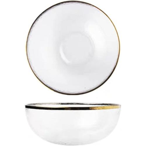 Bowl M Saladier Verre Glass Gold Inlay Edge Fruit Riz Riz Bowl Hotel Servir Des Bols Soupe Conteneur Conteneur Plaque De Dîner Vaisselle Bols À Salade (Color : Bowl M)