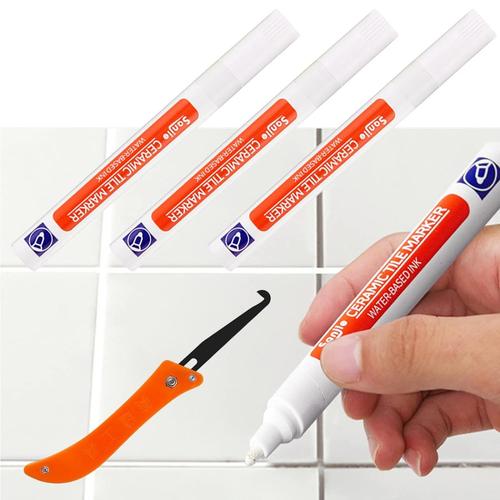 Stylo à Joint Carralage Blanc, Stylo à Coulis, Grattoir à Coulis, Stylos à Coulis de Réparation de Carrelage, Stylo de Carrelage, Marqueur pour Joints de Carrelage de Salle de Bain et de Cuisine