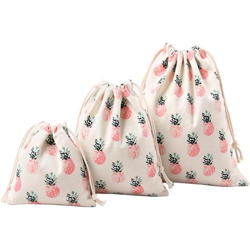 Lot de 3 Sac de Rangement pour Objets,Sac Pochon Tissu pour Ranger Les Petits Objets,Cadeaux,Bonbons Sac de Rangement avec Cordon,3 Taille