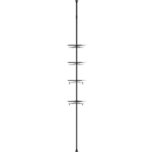 Etagère De Salle De Bain Télescopique, Étagère De Douche Réglable En Hauteur, Etagere d Angle Sans Perçage Avec 4 Paniers.Convient Aux Salles De Bains Et Aux Cuisines (Noir,110-280cm)