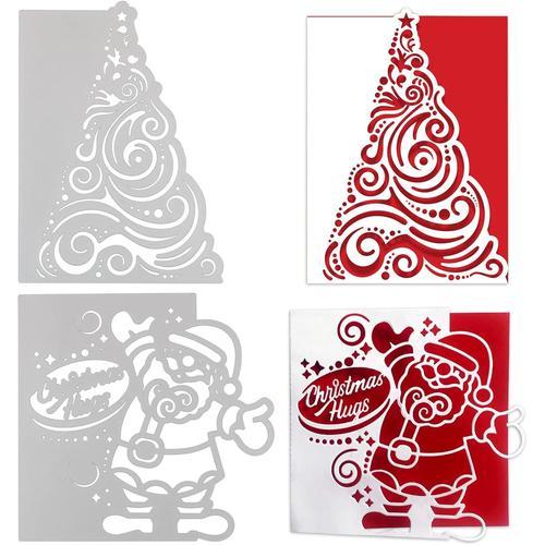 2pcs Matrices De Découpe Noël Pour Carte De V?ux Forme Sapin De Noël Père Noël Scrapbooking Cutting Dies Décoration Fête Noël Cadeau Carte Album