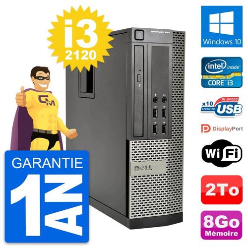 PC Dell OptiPlex 990 SFF Intel i3-2120 RAM 8Go Disque Dur 2To Windows 10 Wifi
