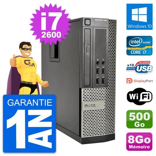 PC Dell OptiPlex 990 SFF Intel i7-2600 RAM 8Go Disque Dur 500Go Windows 10 Wifi